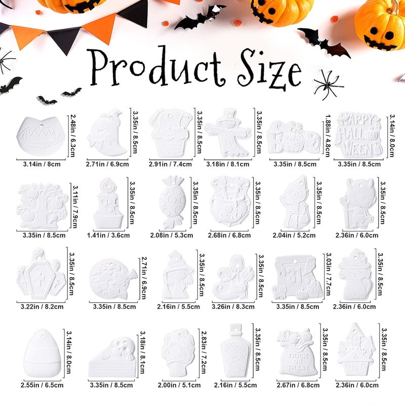 Seenelling 24 Sets DIY Painting Kits Paint Your Own Ceramics Monsters Ghost Unpainted Plaster Statues Arts and Crafts with Brush, Lanyard for Classroom Kid DIY Paint Craft Kit(Fun) - Image 3